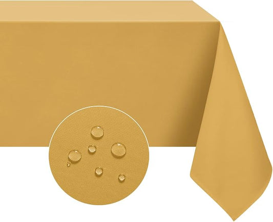 Softalker Square Tablecloth, Waterproof Table Cloths Wrinkle Free Fabric Washable Polyester Table Cover for Dining Tables Party Outdoor Camping Parties Buffet - 54 x 54 inch, Gold