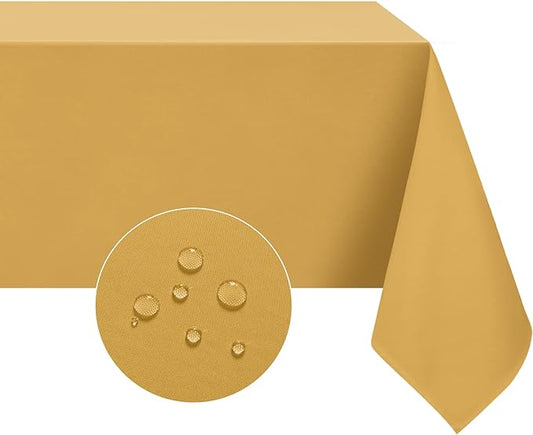 Softalker Rectangle Tablecloth, Waterproof Table Cloths Wrinkle Free Fabric Washable Polyester Table Cover for Dining Tables Party Outdoor Camping Parties Buffet - 60 x 120 inch, Gold