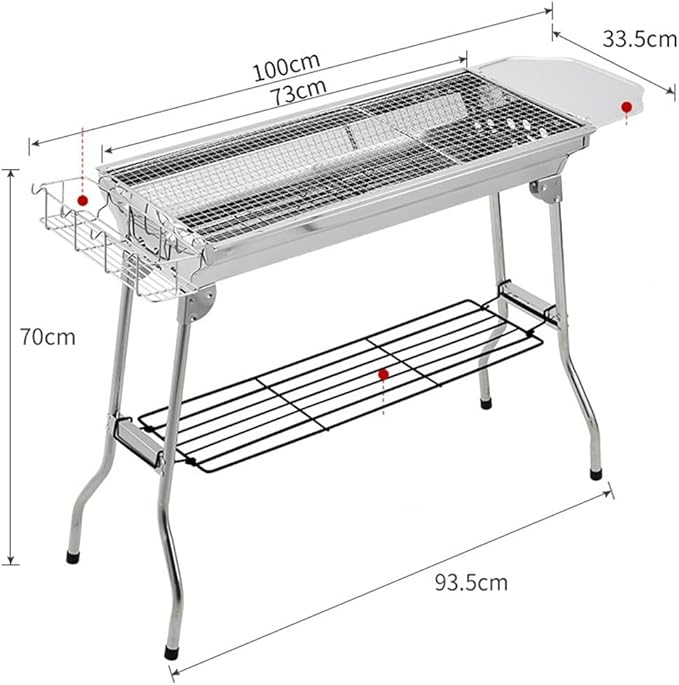 Portable Charcoal Grill for Camping BBQ Grills Outdoor Barbecue Grill Home Charcoal Barbecue Grill with Foldable Legs,73 * 33.5 * 70Cm-D