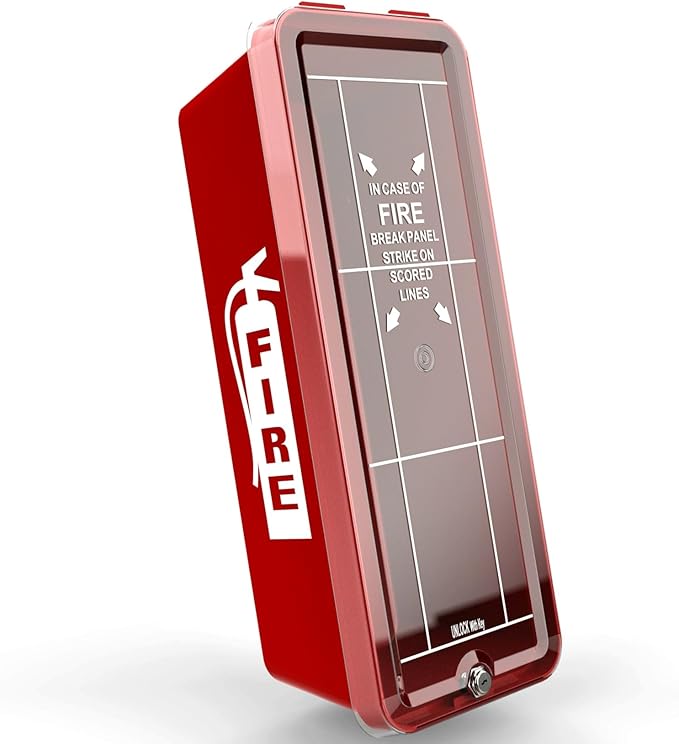 ISOP PVC Fire Extinguisher Cabinet Large for 5 kg or 10 lb - Fire Extinguisher Storage Indoor / Outdoor - Wall Mounted Fire-rescue Extinguishers Box - ABC Extinguishers Mounting - Wall-Fixed Enclosure