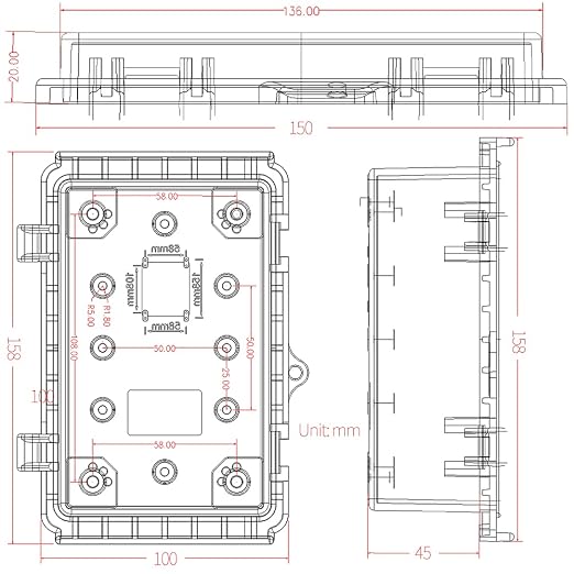 Mini Grey Watertight Junction Box Hinged Cover with Stainless Steel Latch Outdoor Weatherproof Custom PVC Plastic Enclosure Box for Project with Mounting Plate 5.9×3.9×2.8 inch(150×100×70mm)