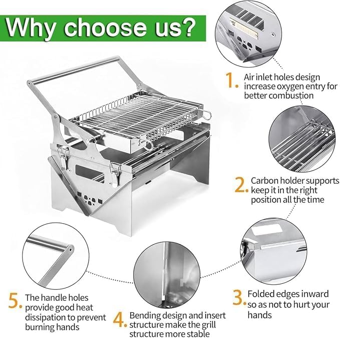 Rotating Charcoal Grills, Portable BBQ Grill with Removable Tray Adjustable Steel Frame,Etachable Portable Charcoal Barbecue Grill (Charcoal)