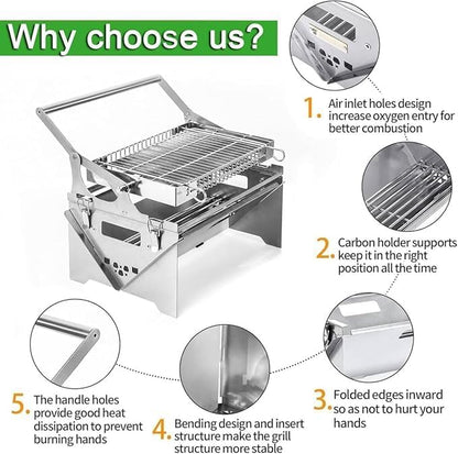 Rotating Charcoal Grills, Portable BBQ Grill with Removable Tray Adjustable Steel Frame,Etachable Portable Charcoal Barbecue Grill (Charcoal)