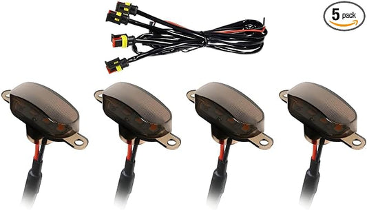 5 PCS Car LED Grille Lights, Waterproof Front Grille Running Lights with Wiring Harness, LED Grill Running Lamp Decorative Light for 2017-2019 F150 Raptor (Black & Yellow, 4 PCS)