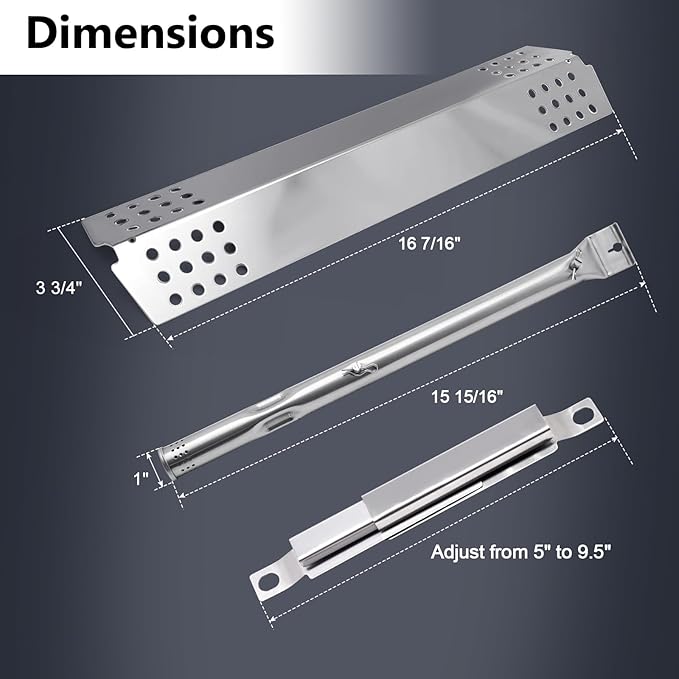 Emitter Plates Grill Parts for Charbroil Commercial 463241313, 463241314, 463241013, Cooking Grates, Heat Shield, Burner, Ignitor for Charbroil Commercial Tru Infrared Grill Replacement Parts 3 Burner