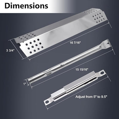 Emitter Plates Grill Parts for Charbroil Commercial 463241313, 463241314, 463241013, Cooking Grates, Heat Shield, Burner, Ignitor for Charbroil Commercial Tru Infrared Grill Replacement Parts 3 Burner