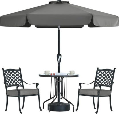 MASTERCANOPY 7.5ft Patio Umbrella with Valance, Crank & Tilt, Dark Gray | 6 ribs, UV/fade-resist, waterproof, vent, for garden/deck/yard/pool