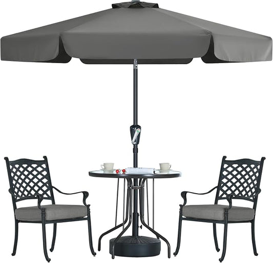 MASTERCANOPY 7.5ft Patio Umbrella with Valance, Crank & Tilt, Dark Gray | 6 ribs, UV/fade-resist, waterproof, vent, for garden/deck/yard/pool