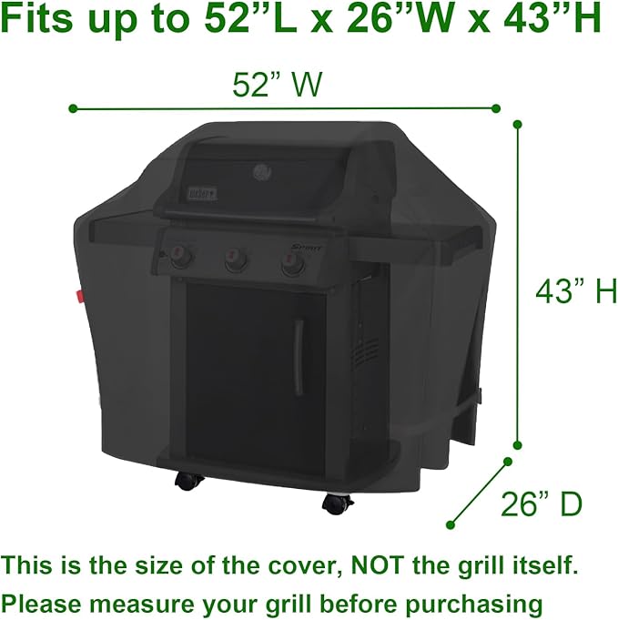 Grill Cover for Weber Spirit 200 and Spirit II 200 Series, E-210, Spirit 300,Spirit II 300, Spirit 400 Series,E-310,E-325,S-315,E-435, E-425,EP-325 Compared to Weber 7106 & 7139,52"