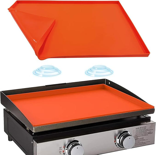 Silicone Griddle Mat Cover for Blackstone 22 Inch Griddle, Heavy Duty Food Grade Silicone Griddle Cover, Griddle Accessories for Blackstone Grill, All Season Protective Cover (Orange, 22 Inch)