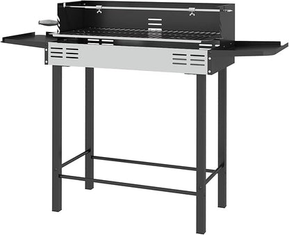 Heavy-Duty Strong Premium BBQ Rotisserie Charcoal Grill with 3Level Multi-Functional Storage Shelves Stainless Steel Construction