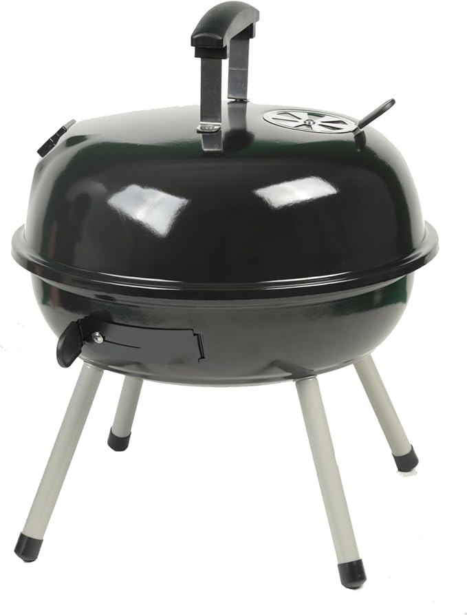 14 inch portable charcoal grill with insulation cover and ventilation vent, suitable for backyard, tailgate, camping, and picnic - black