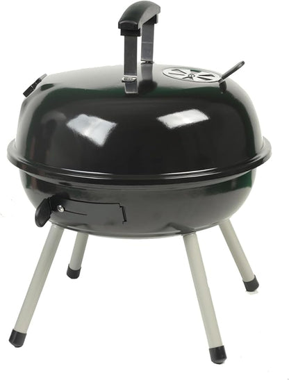 14 inch portable charcoal grill with insulation cover and ventilation vent, suitable for backyard, tailgate, camping, and picnic - black