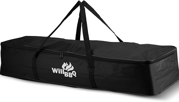 WILLBBQ Grill Storage Bag, BBQ Tool Storage Bag, Foldable Grill Bag for Car Trip Outdoor Camping and Hiking BBQ (Ebony)