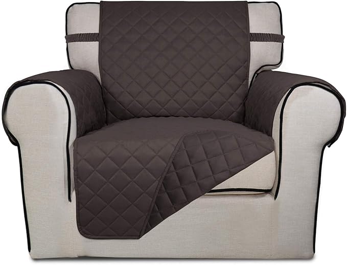 PureFit Reversible Chair Sofa Cover Dog Couch Covers for Sofa, 25.5 in | Chocolate/Chocolate, Water Resistant Couch Protector, Washable Pet Couch Cover with Non Slip and Elastic Straps For Kids
