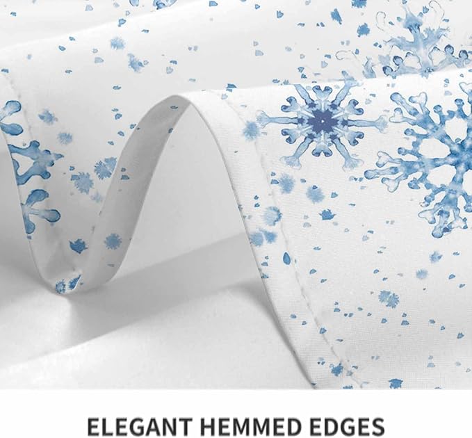 Snowflakes Decorative Rectangle Tablecloth Winter Blue Snow Splash Crystal Elegant Ice Spot Polyester Table Cloths Kitchen Table Cover for Dining BBQ Picnic Coffee Table 60 x 84 Inch 6-8 Seats