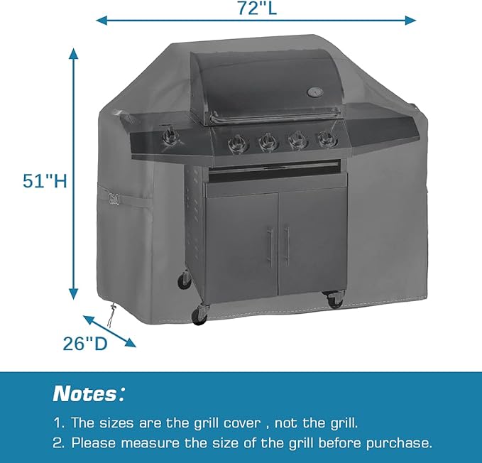 Vailge Grill Cover,72-inch Waterproof BBQ Cover,600D Heavy Duty Gas Grill Cover, UV & Dust & Rip & Fading Resistant,Suitable for Weber, Brinkmann, Char Broil Grills and More,Black