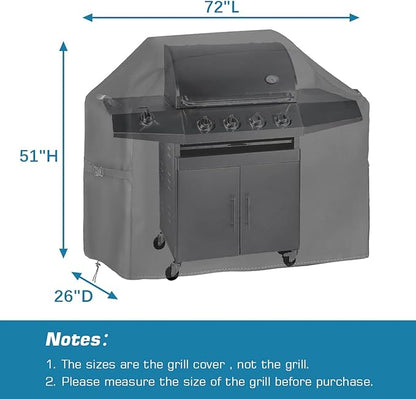 Vailge Grill Cover,72-inch Waterproof BBQ Cover,600D Heavy Duty Gas Grill Cover, UV & Dust & Rip & Fading Resistant,Suitable for Weber, Brinkmann, Char Broil Grills and More,Black