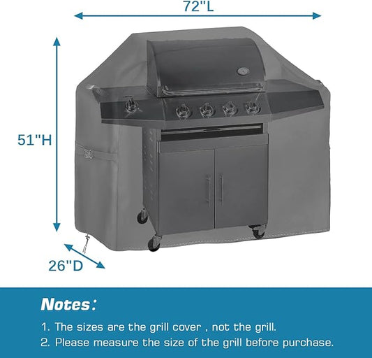Vailge Grill Cover,72-inch Waterproof BBQ Cover,600D Heavy Duty Gas Grill Cover, UV & Dust & Rip & Fading Resistant,Suitable for Weber, Brinkmann, Char Broil Grills and More,Black