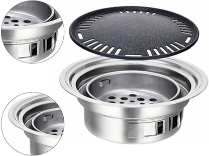 Charcoal Barbecue Grill Round Portable Household Camping Grill Stove with Barbecue Net,Outdoor Barbecue Tools, Baking tray