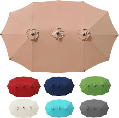 15ft Double Sided Patio Umbrella Replacement Canopy,12 Ribs Umbrella Replacement Top Cover,Frame NOT Included