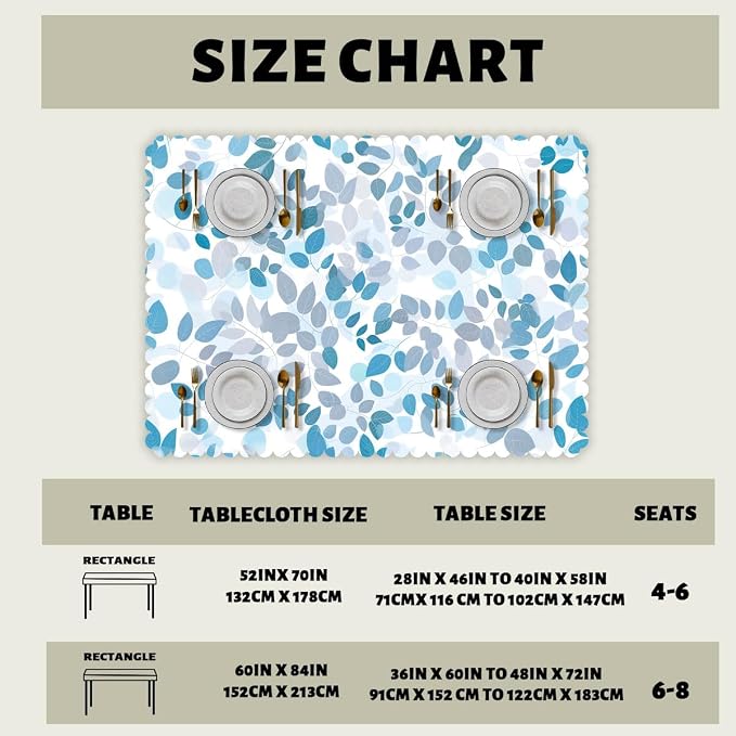 Grey Teal Leaf Decorative Rectangle Tablecloth Summer Watercolor Leaves Rectangle Kitchen Table Cover Oblong Tablecloth for Dining Table Buffet Parties Patio Camping 52" x 70" 4-6 Seats