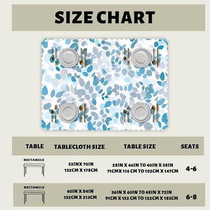Grey Teal Leaf Decorative Rectangle Tablecloth Summer Watercolor Leaves Rectangle Kitchen Table Cover Oblong Tablecloth for Dining Table Buffet Parties Patio Camping 52" x 70" 4-6 Seats