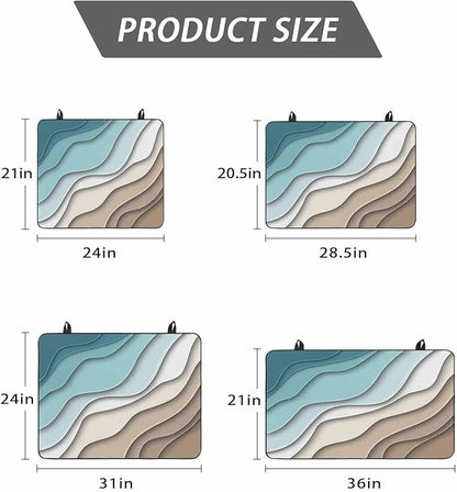 Stove Top Covers for Electric Stove 24x21 Inches, Teal Brown Ombre Cream HeatResistant Glass Cooktop Protector, Modern Geometric Sea Waves Abstract Ceramic Stovetop Countertop Covers Mat, Oven Cover