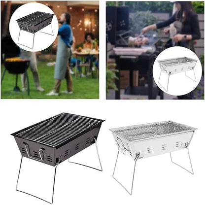 Outdoor Foldable Charcoal Grill Stainless Steel Convenient Card Mini Type Barbecue Grill Stove Multifunction Supplies Grilling