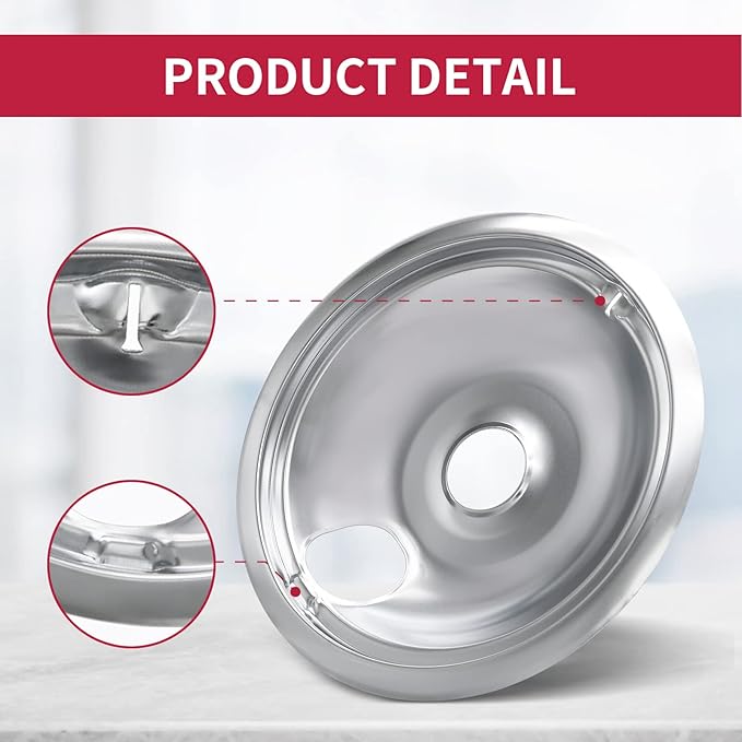 WB31T10010 and WB31T10011 Drip Pans for Electric Stove - Compatible with GE Range Stove - Thickening to Prevent Bending and Rust-Includes a Set of 4 Stove Drip Pans, Silver