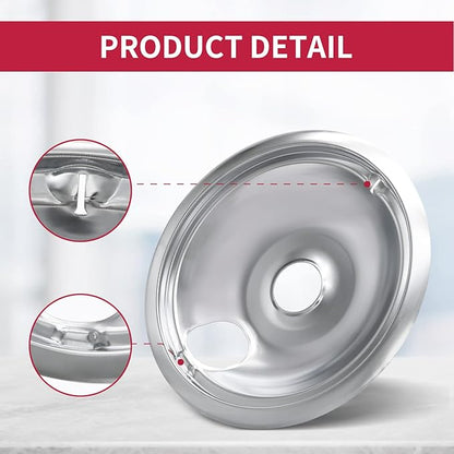 WB31T10010 and WB31T10011 Drip Pans for Electric Stove - Compatible with GE Range Stove - Thickening to Prevent Bending and Rust-Includes a Set of 4 Stove Drip Pans, Silver