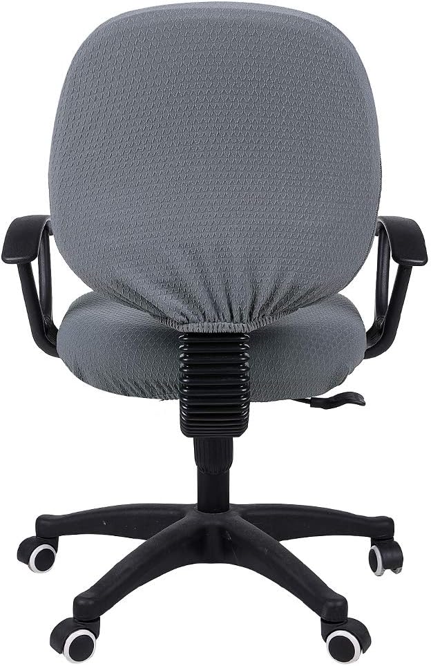 Smiry Office Computer Chair Covers for Desk Rotating Chair Protector | Stretch Jacquard Removable Washable Desk Chair Seat Cushion Protectors, Grey