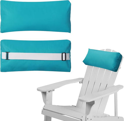 Chaise Lounge Head Pillow, 2 Pack Outdoor Lounge Chair Pillows with Adjustable Strap Longue Head Pillow Headrest Pillows for Patio Backyard Beach Pool Garden Recliner(Light Blue)