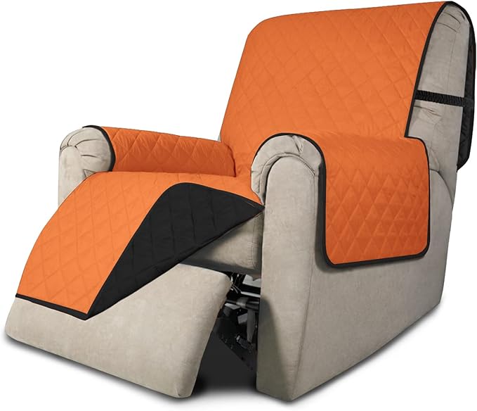 Easy-Going Reversible Couch Cover, Recliner 22 in, Orange/Black | Machine Washable Slipcover For Dogs, Water Resistant Furniture Mat For Living Room, Non-Slip Sofa Cover, Pet Friendly