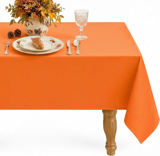 Softalker Rectangle Tablecloth, Waterproof Table Cloths Wrinkle Free Fabric Washable Polyester Table Cover for Dining Tables Party Outdoor Camping Parties Buffet - 52 x 70 inch, Orange