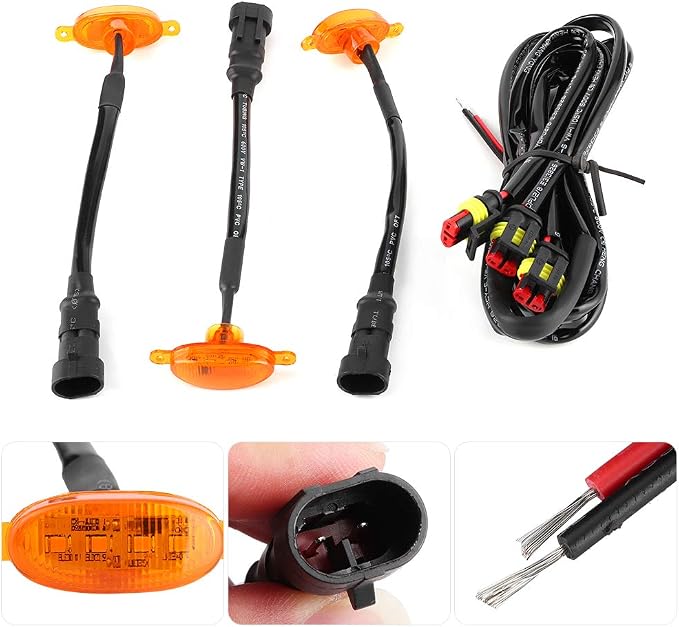 3PCS Front Grille Lamps for F150 Grille 2014-2017,HIGH BRIGH | with Harness and Fuse