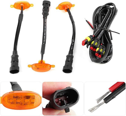 3Pcs Bumper Grille Lights Amber Yellow Front Lamp For // 2014-2017 Easy Install