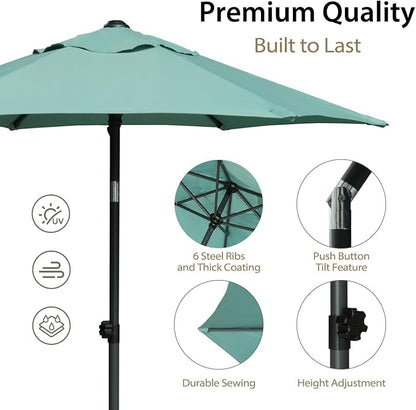 AMMSUN 6FT Patio Umbrella, Outdoor Table Umbrella with Push Button Tilt | UPF50+ Sun Protection and Water-Resistant Fabric, Premium Steel Pole and Ribs, Height-Adjustable and Push-Button Tilt