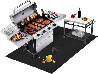 TOHONFOO Large Grill Mats for Outdoor Grill Deck Protector 60 x 48 x 0.04in | 2000℉ Fireproof & waterproof bbq mat protect the deck, patio, pavers, fits gas/charcoal grills, accessories for Blackstone