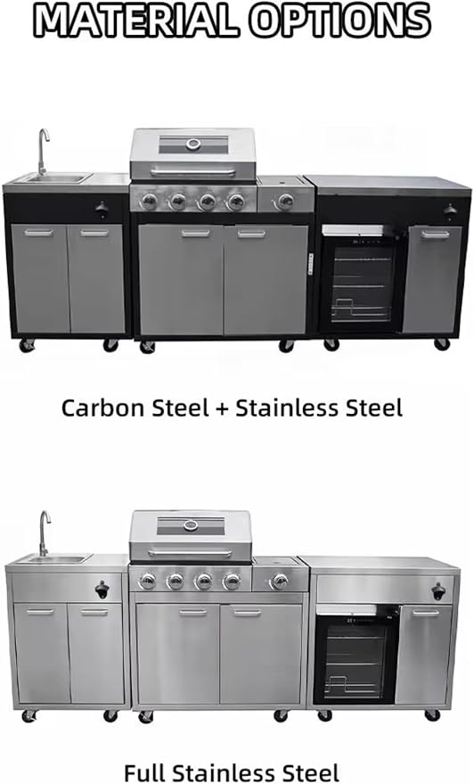 Portable Integrated Outdoor Kitchen Island, Compact Modular Weatherproof BBQ Pod with Built-in Sink & Ice Cooler, Mobile Outdoor Cooking Station for Tailgating, Campsite & Outdoor Event