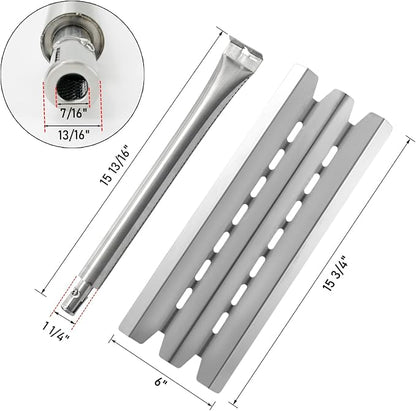 Grill Replacement Parts for Broil King Baron 420 440 490 320 340 9221-64 9221-67 9235-24 9235-84 9221-14 9211-54 9215-54 4 Burner Gas Grills, 15 3/4 Inch Heat Plates and 15 13/16 Inch Burner Tubes