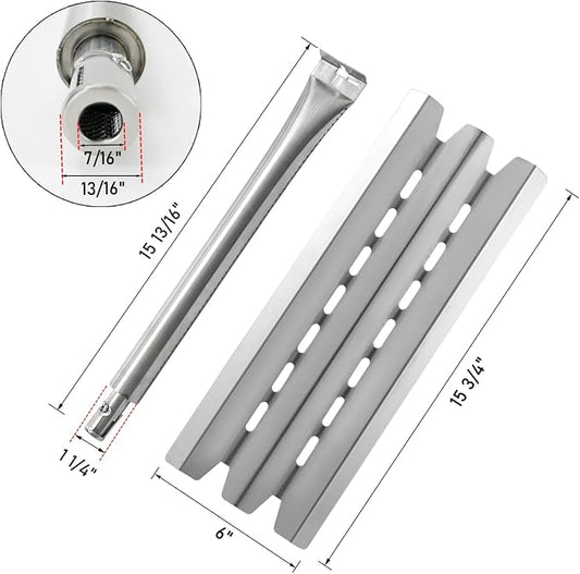 Grill Replacement Parts for Broil King Baron 420 440 490 320 340 9221-64 9221-67 9235-24 9235-84 9221-14 9211-54 9215-54 4 Burner Gas Grills, 15 3/4 Inch Heat Plates and 15 13/16 Inch Burner Tubes