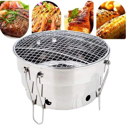 Portable Charcoal Grill, Foldable Stainless Steel Outdoor Barbecue Grill for Camping BBQ, Lightweight Camping Grill & BBQ Grill for Party Cooking,A-1