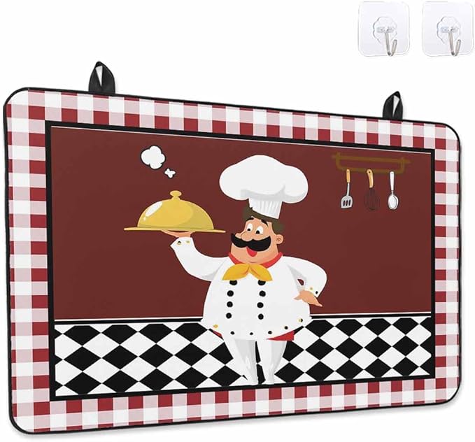 Stove Top Covers for Electric Stove 31x24 Inches, Fat Chef HeatResistant Glass Cooktop Protector, Red Gourmet Kitchen Red Black Buffalo Plaid Ceramic Stovetop Countertop Covers Mat, Oven Cover