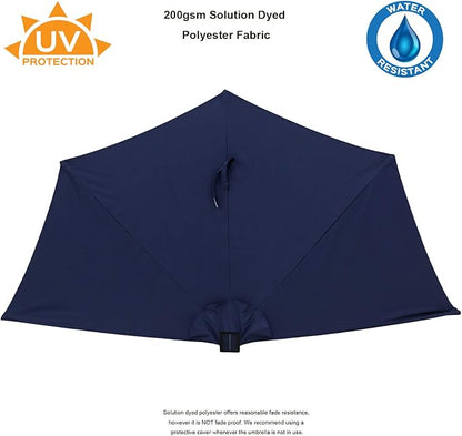 C-Hopetree 9 ft Half Round Outdoor Patio Market Wall Umbrella with Solar LED Lights and Tilt