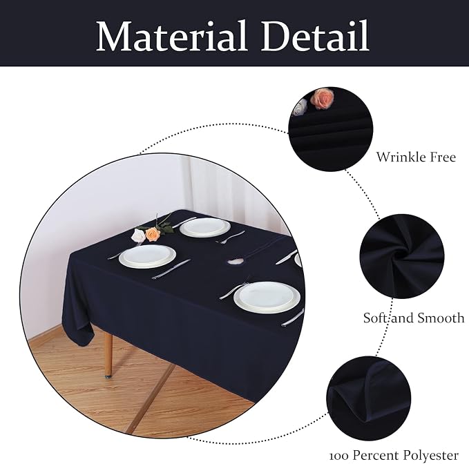 Fitable Outdoor Tablecloth for 6ft Rectangle Tables, Navy, 60 x 102 Inch | Washable Waterproof Wrinkle Free Table Cover, Zipper and Umbrella Hole, For Spring Summer Party Picnic Camping Patio Indoor