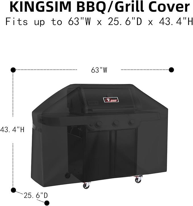 63 Inch Grill Cover for Weber New 2022 Genesis 300 and Genesis 300 Series, Outdoor BBQ Gas Grill Cover, Heavy Duty Waterproof Fade Resistant, Compared to Weber 7757