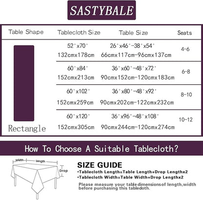 SASTYBALE Spring Summer Tablecloth 60 x 84 Inch Rectangle, Wild Flowers Floral tablecloths, Stain Resistant Wrinkle Free Table Covers Table Cover for Party Picnic Dinner Decor, Whiter