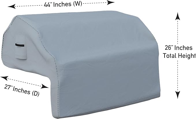 Covers & All Built-in Grill Cover for Outdoor Grill – Heavy Duty 18 oz Waterproof Built-in BBQ Grill Cover, PVC-Coated Polyester with Elastic Hem for Snug Fit (44 x 27 x 26 inches, Grey)