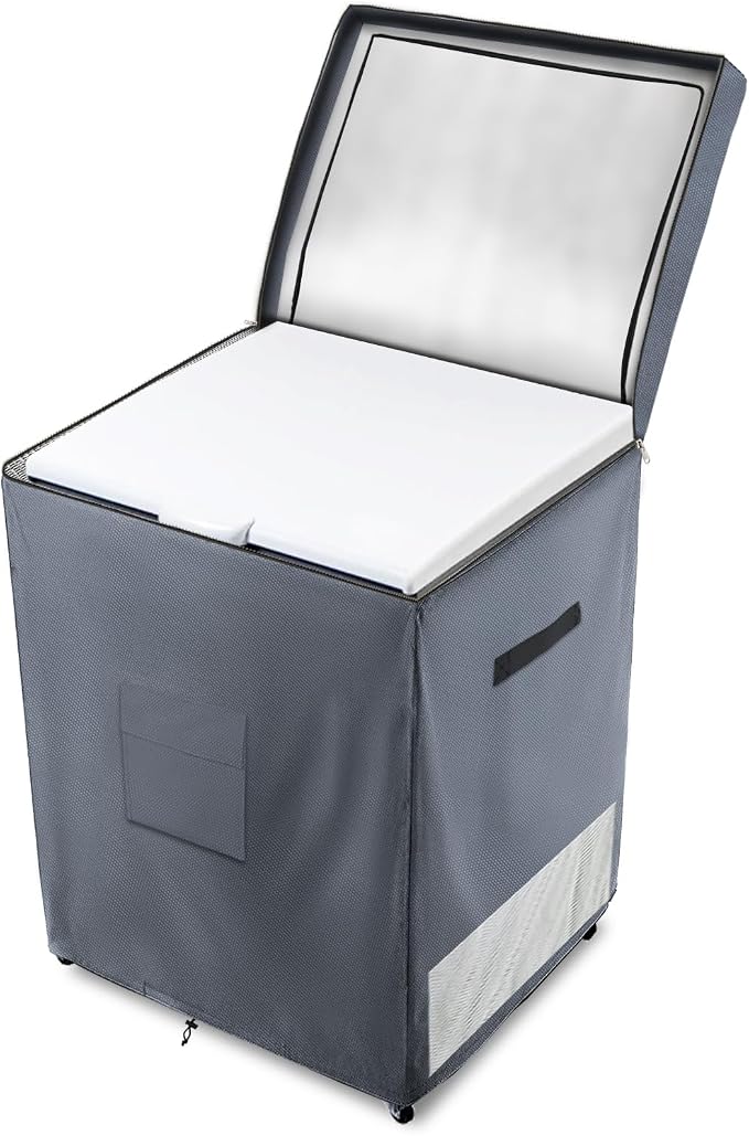 Deep Freezer Covers for Outside,Heavy Duty 600D Durable Chest Freezer Cover Waterproof,Outdoor Freezer Covers for Outside 5.0 Cubic Feet Chest Freezer,Top Can Be Opened(25"W x 22"D x 33.5"H,Grey)